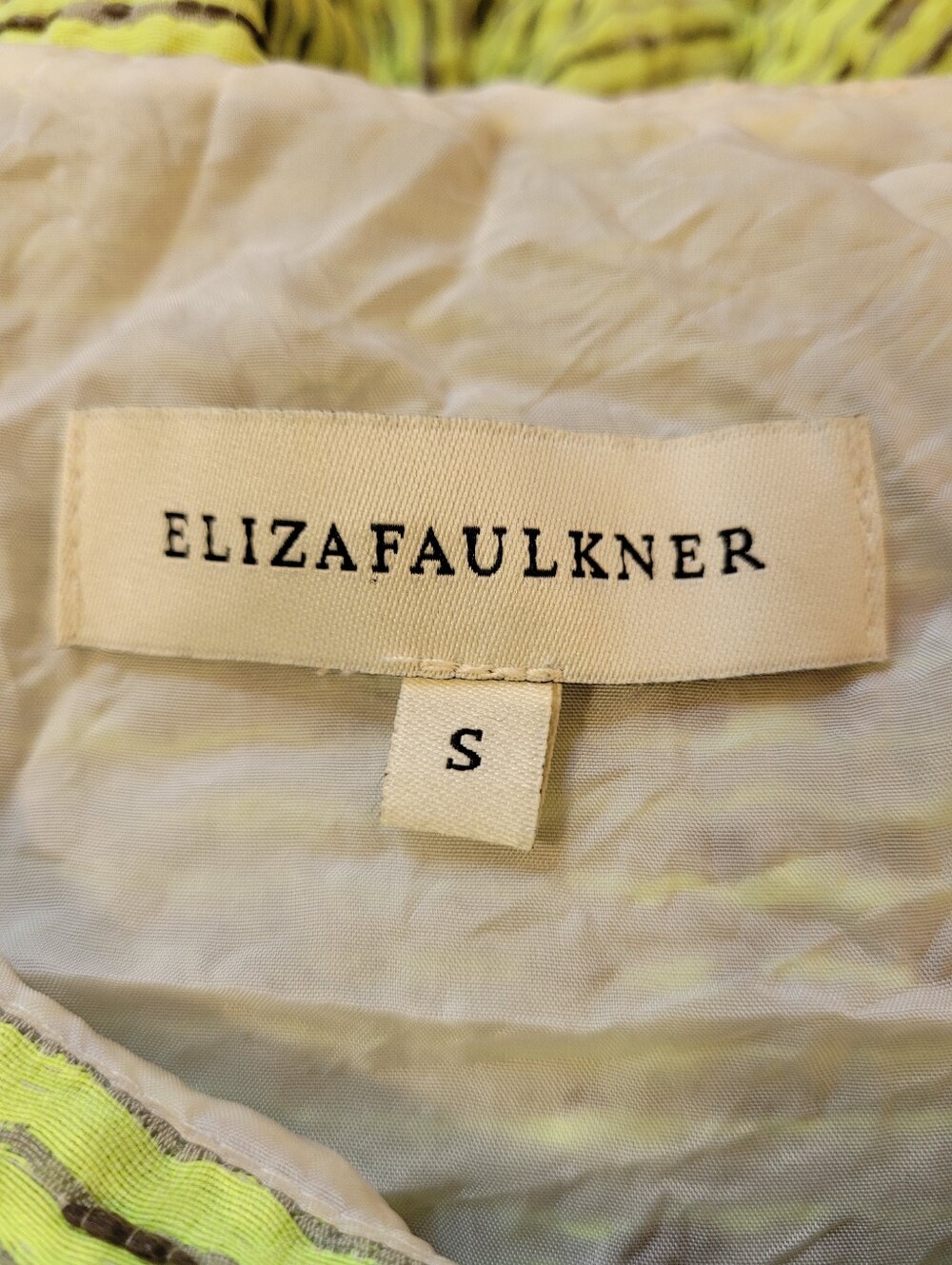 Eliza Faulkner Jacquard Cece Dress In Lime Green Ribbon Straps - Size S - Picture 4 of 6